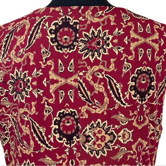 Peruvian Connection Red Floral Pima Cotton Sleeveless Sheath Dress Size L - Picture 7 of 9